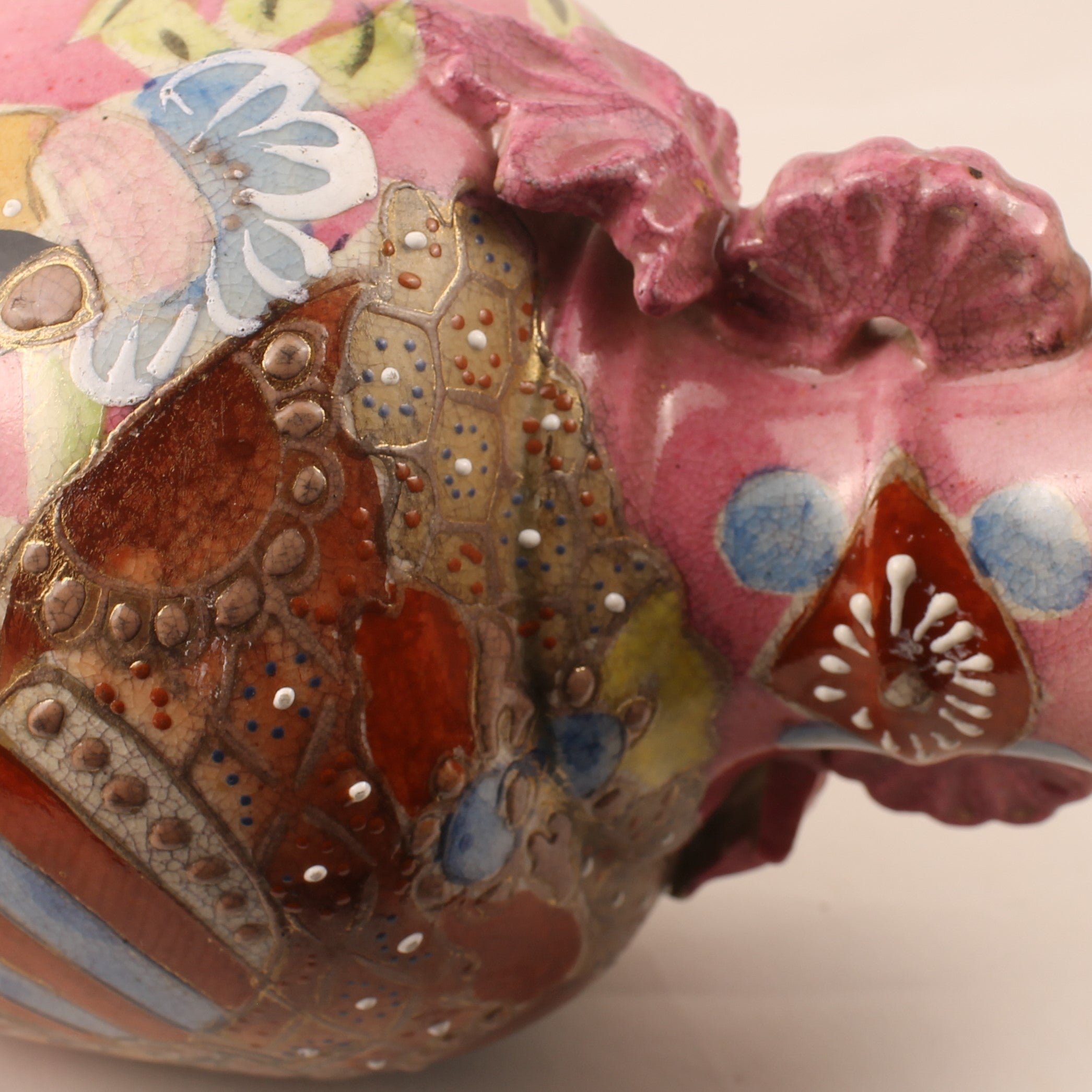 Japanese Satsuma Style Vase – Hand-painted Samurai Decor – Moriage – Large 32 cm