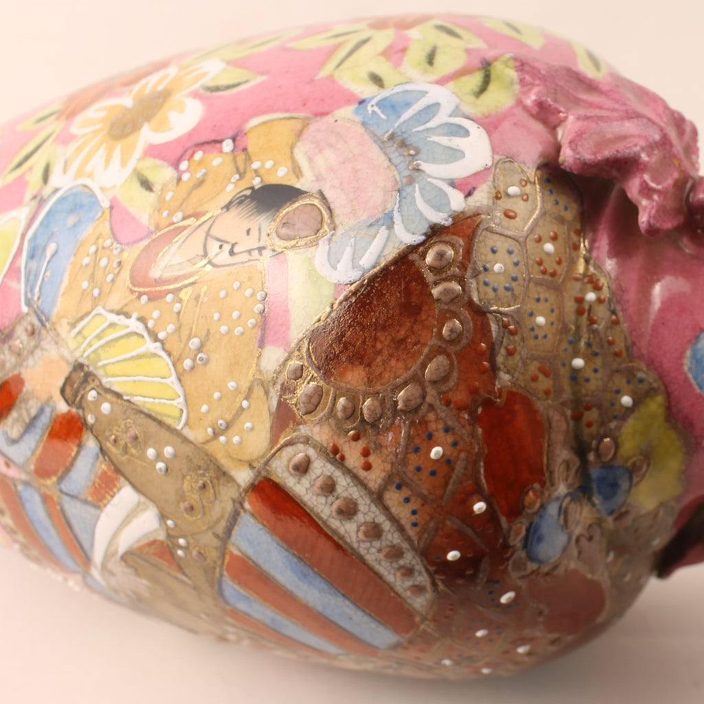 Japanese Satsuma Style Vase – Hand-painted Samurai Decor – Moriage – Large 32 cm