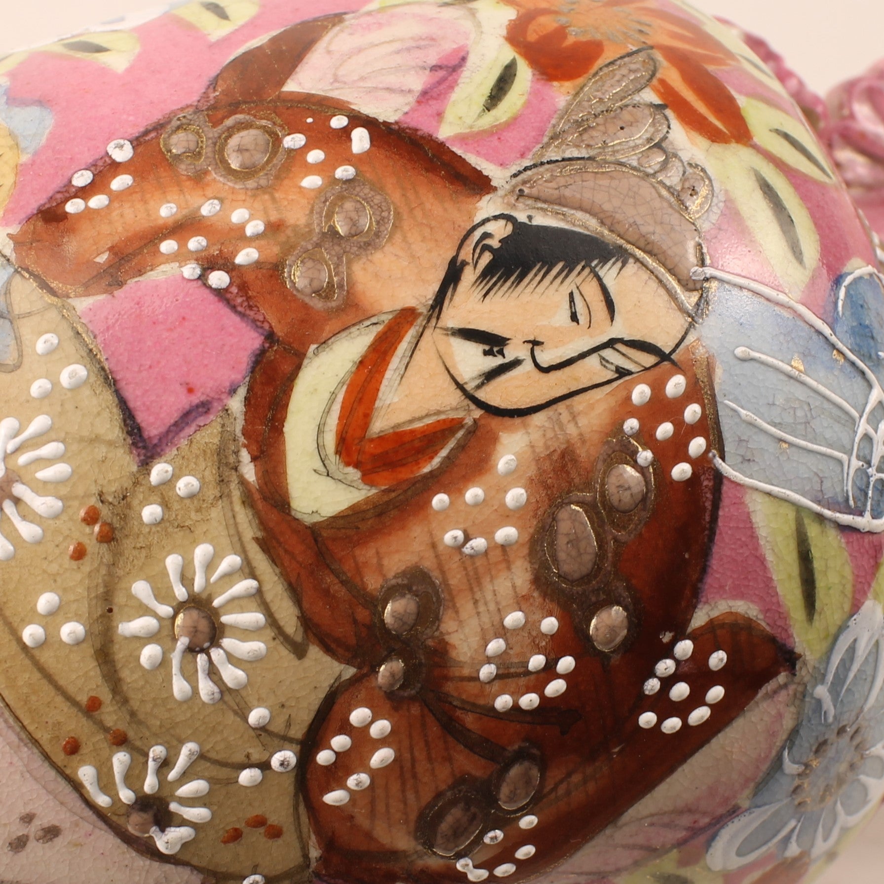 Japanese Satsuma Style Vase – Hand-painted Samurai Decor – Moriage – Large 32 cm