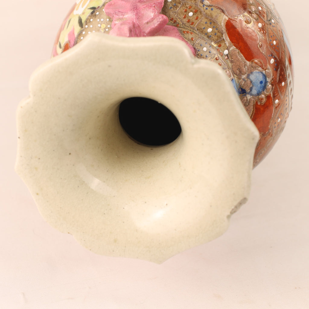 Japanese Satsuma Style Vase – Hand-painted Samurai Decor – Moriage – Large 32 cm