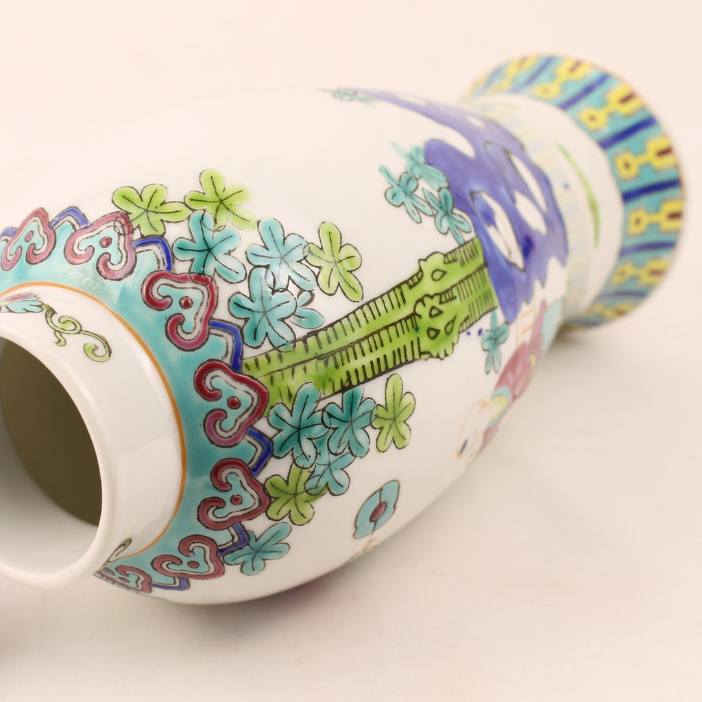 Chinese Jingdezhen Porseleinen Dekselvaas met Figuren – Handbeschilderd Vintage Porselein (26 cm)