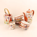 Japanse Geisha Theeset – 2 Theepotten – 4 Kop & Schotel – Made in Japan ca. 1950