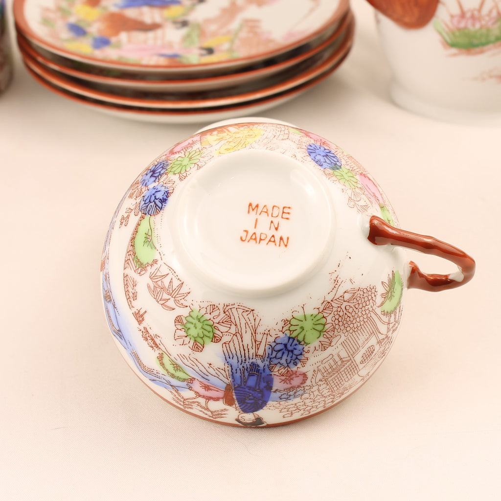 Japanse Geisha Theeset – 2 Theepotten – 4 Kop & Schotel – Made in Japan ca. 1950
