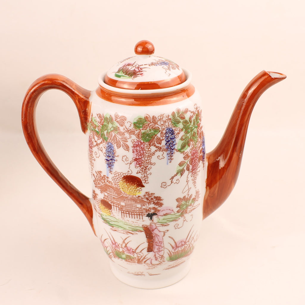 Japanse Geisha Theeset – 2 Theepotten – 4 Kop & Schotel – Made in Japan ca. 1950