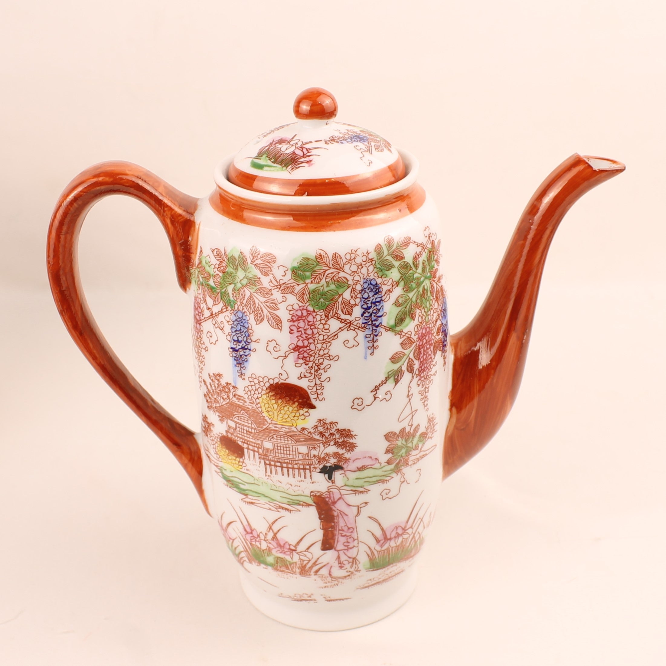 Japanse Geisha Theeset – 2 Theepotten – 4 Kop & Schotel – Made in Japan ca. 1950