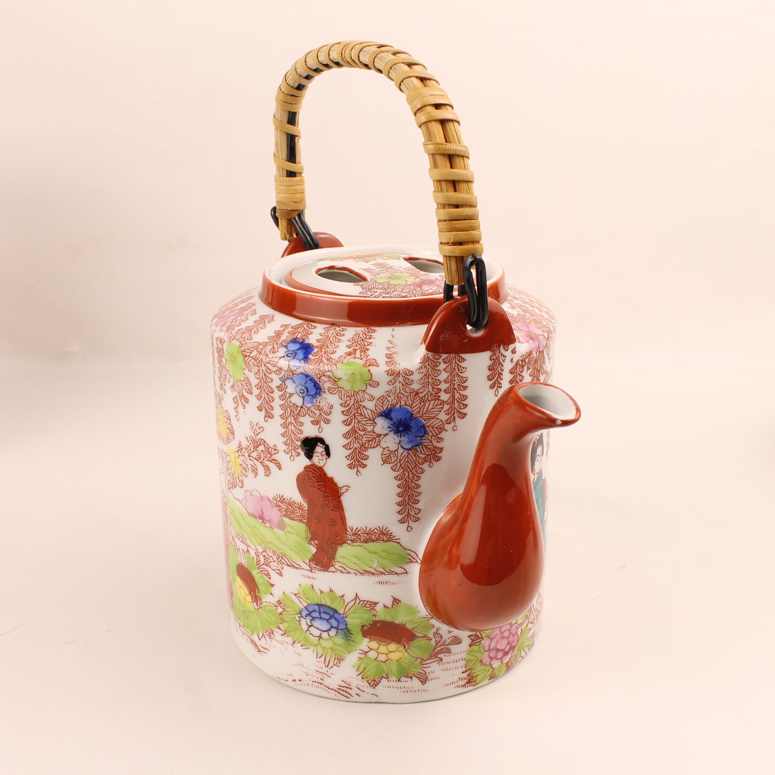 Japanse Geisha Theeset – 2 Theepotten – 4 Kop & Schotel – Made in Japan ca. 1950