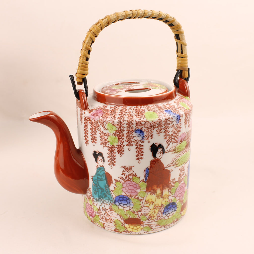 Japanse Geisha Theeset – 2 Theepotten – 4 Kop & Schotel – Made in Japan ca. 1950