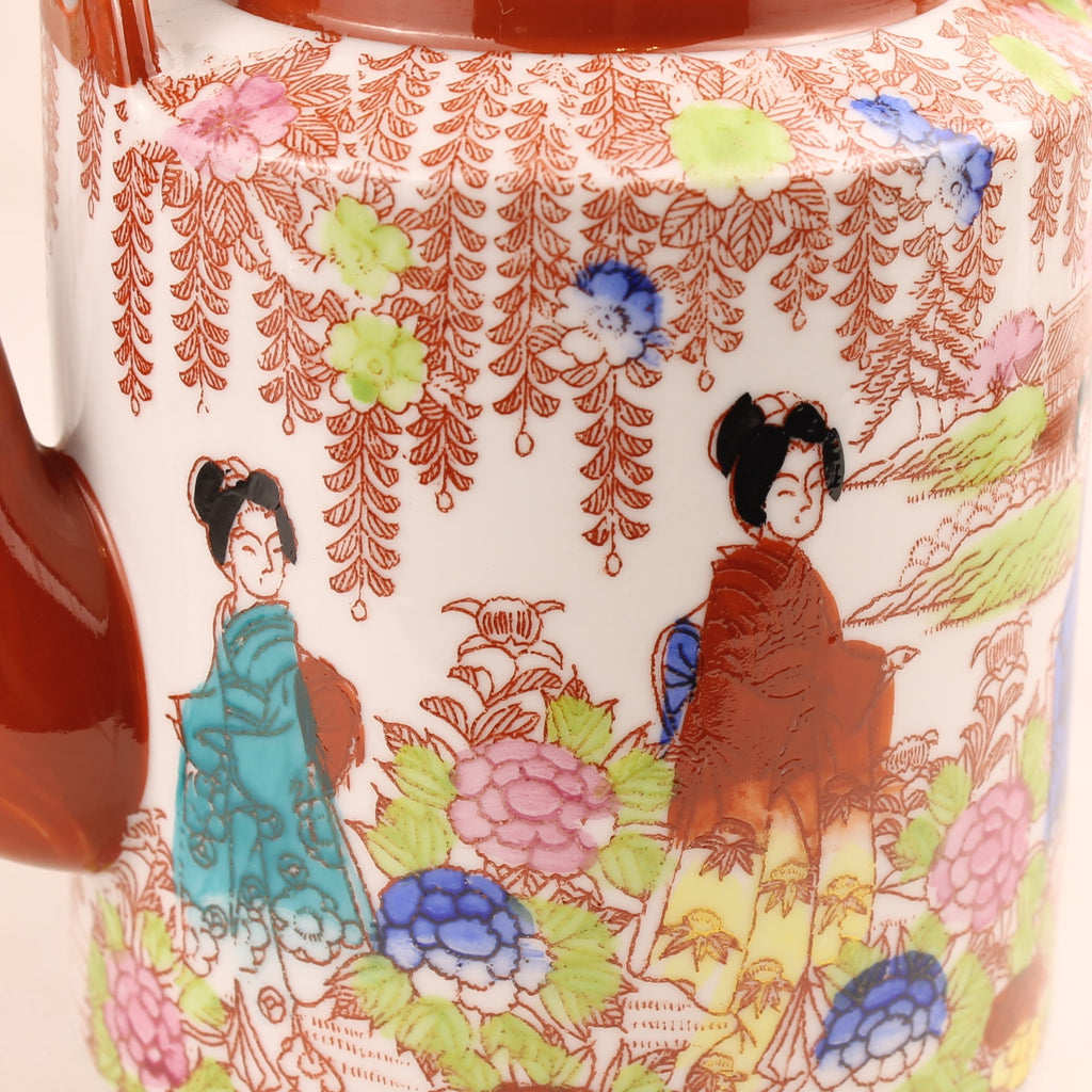 Japanse Geisha Theeset – 2 Theepotten – 4 Kop & Schotel – Made in Japan ca. 1950