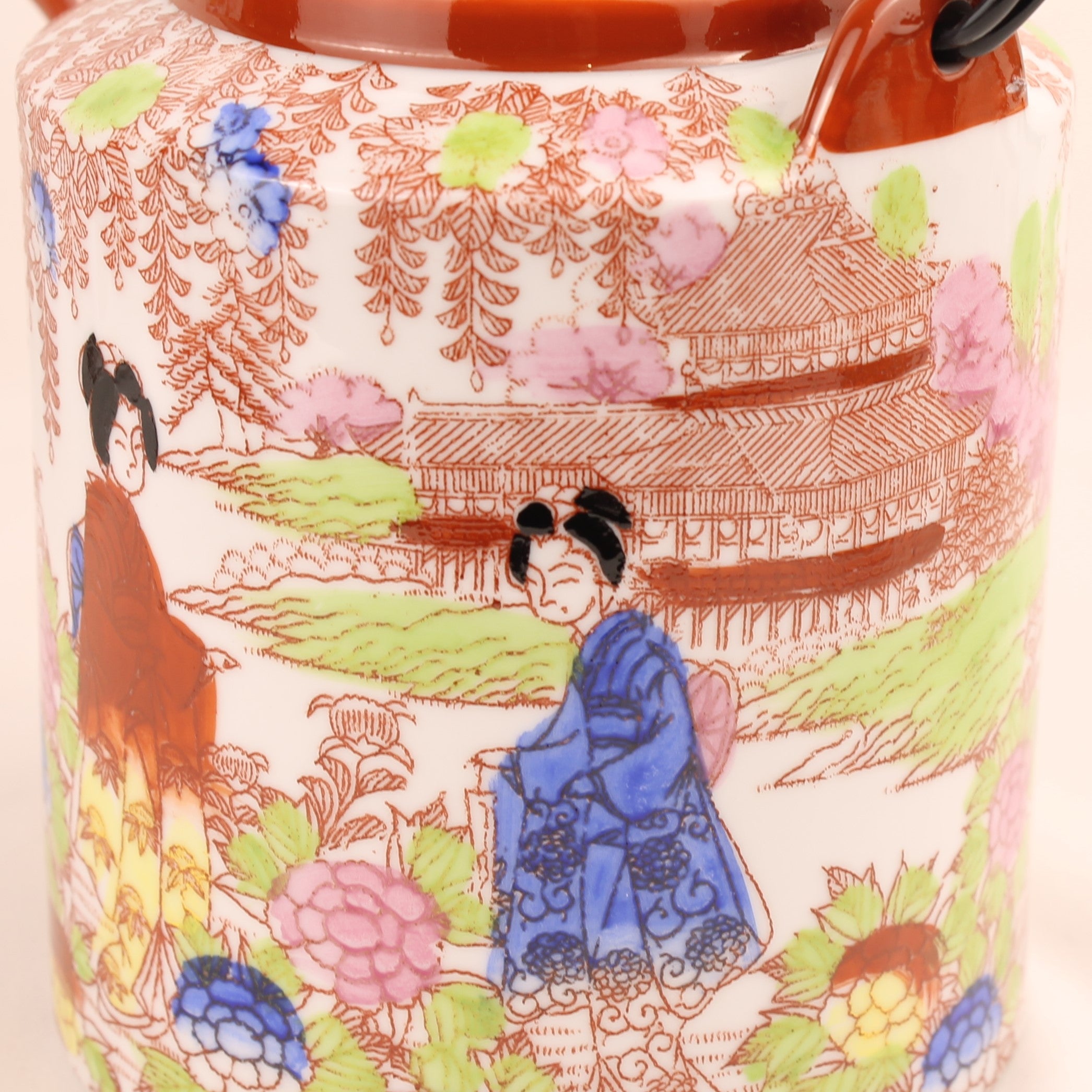 Japanse Geisha Theeset – 2 Theepotten – 4 Kop & Schotel – Made in Japan ca. 1950