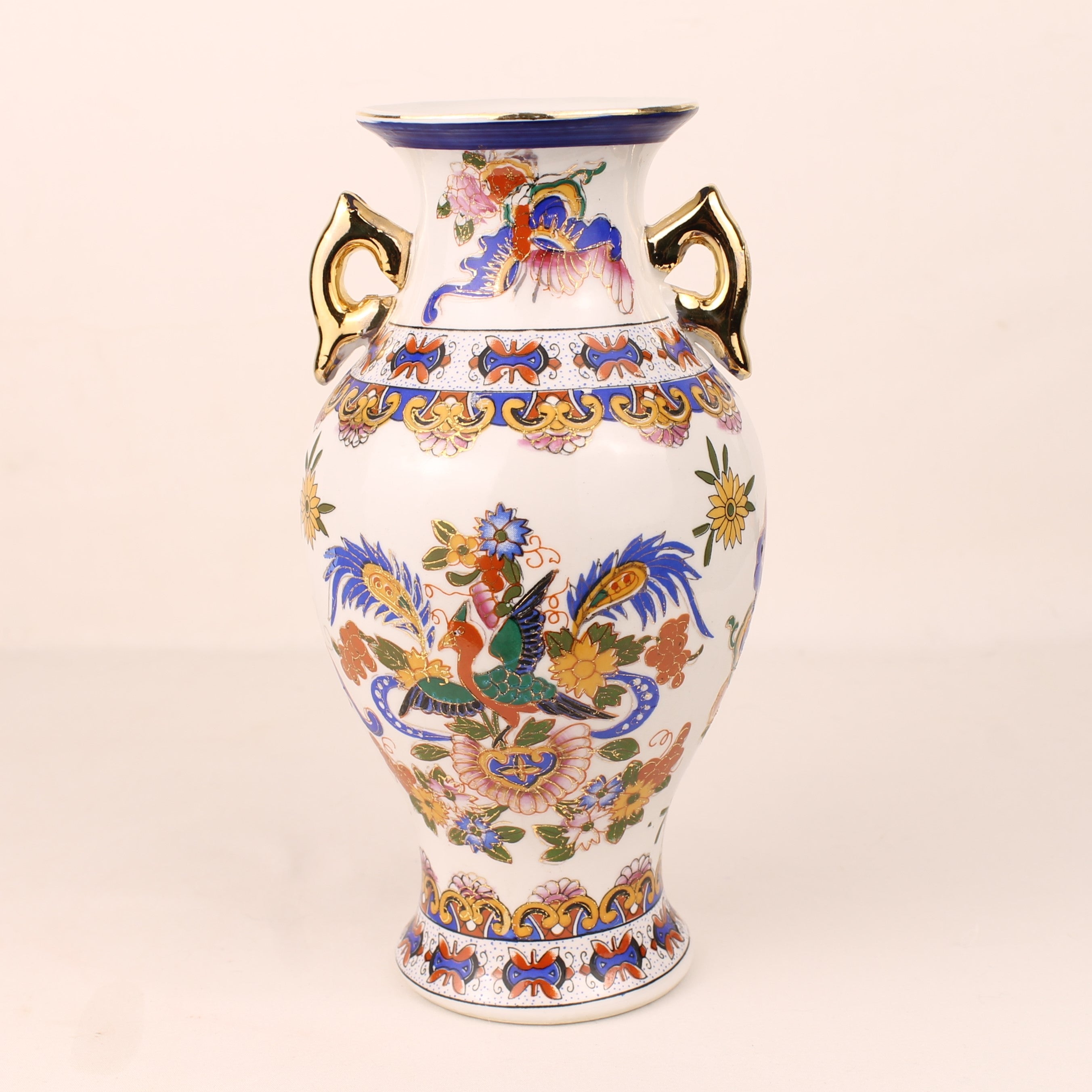 Japanese Phoenix Vase – Double Gilded Handles – 20 cm – c. 1930–1950