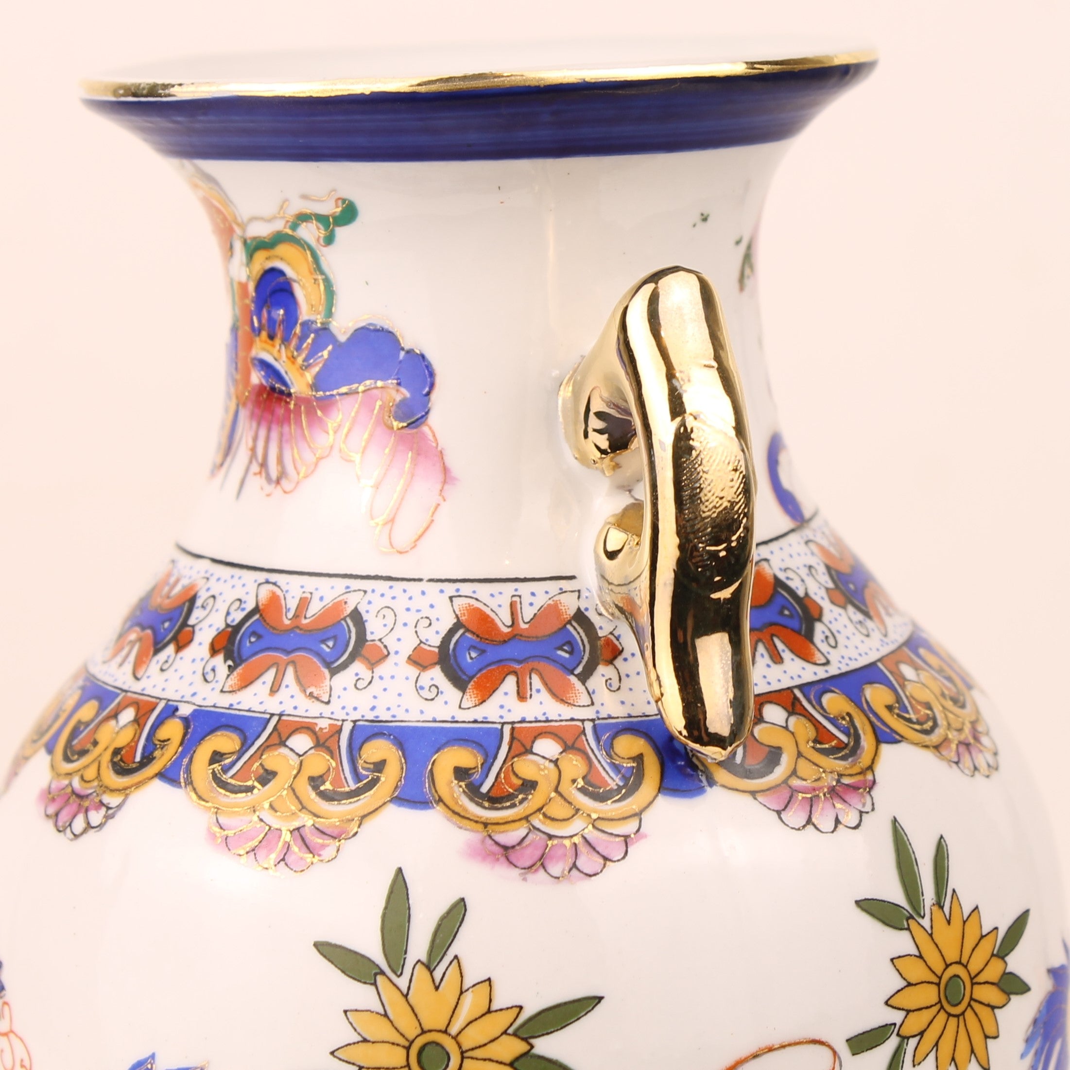 Japanese Phoenix Vase – Double Gilded Handles – 20 cm – c. 1930–1950