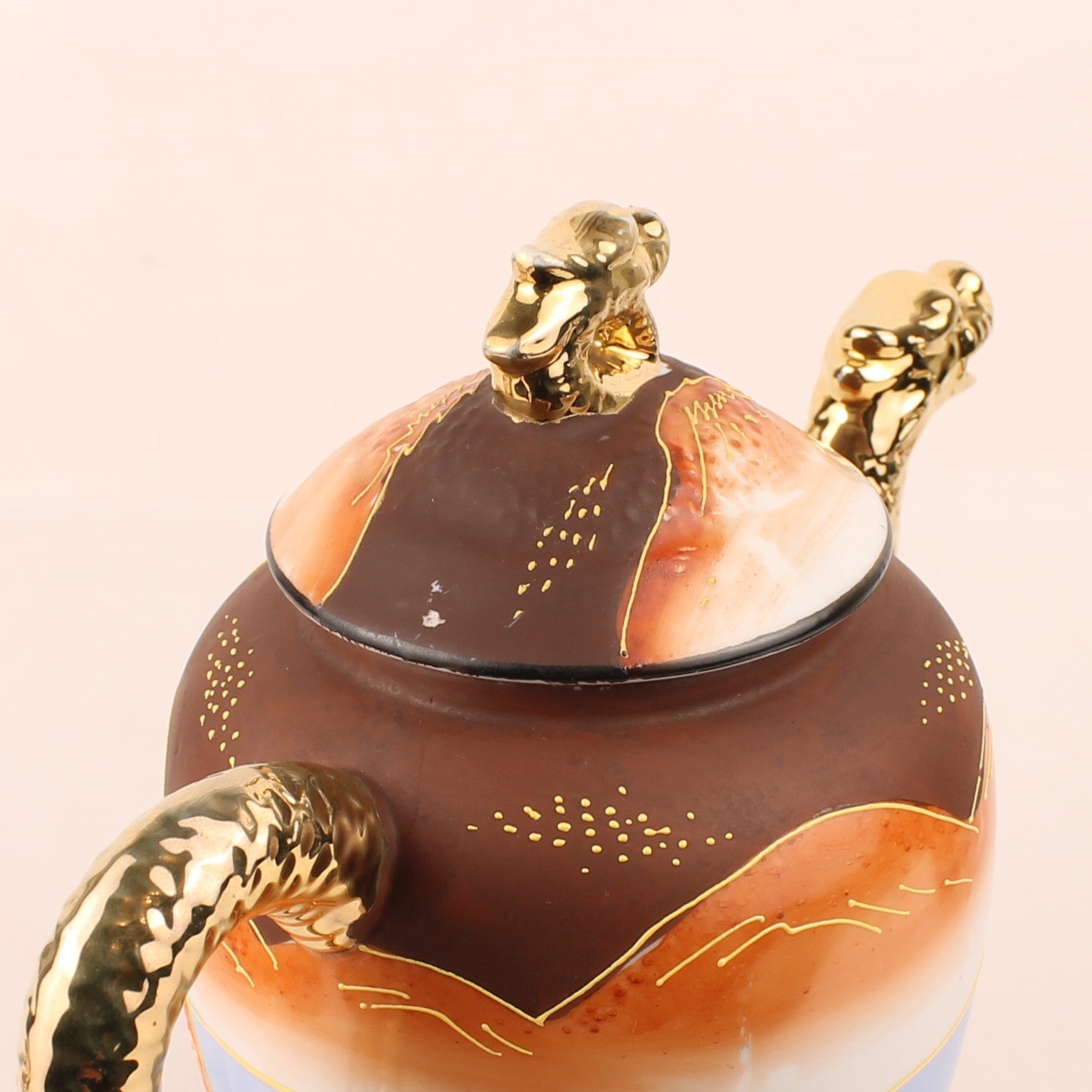 Japanse Satsuma Stijl Theeset met Draken Theepot – Eggshell Porselein & Moriage Decor – Showa Periode
