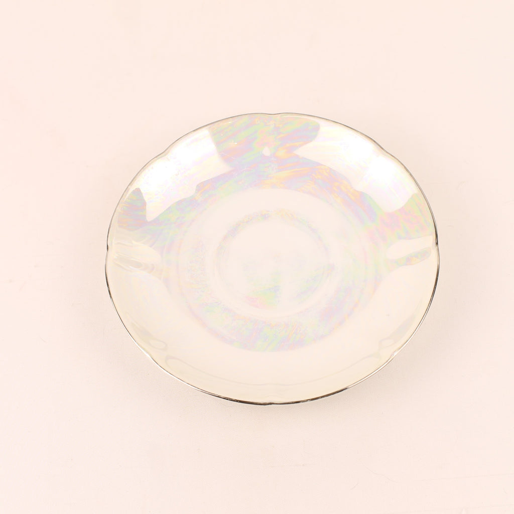 Schoteltje met Parelmoer Glazuur en Goudrand – Keramiek – 13 cm