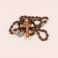 Franse Rozenkrans met Houten Kralen en Kruis – ca. 1950–1970