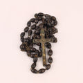 Houten Rozenkrans met Groot Kruis en Memento Mori Detail