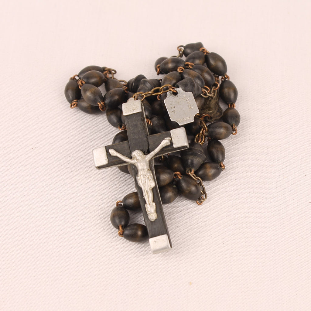 Franse Rozenkrans met Houten Kralen en Crucifix