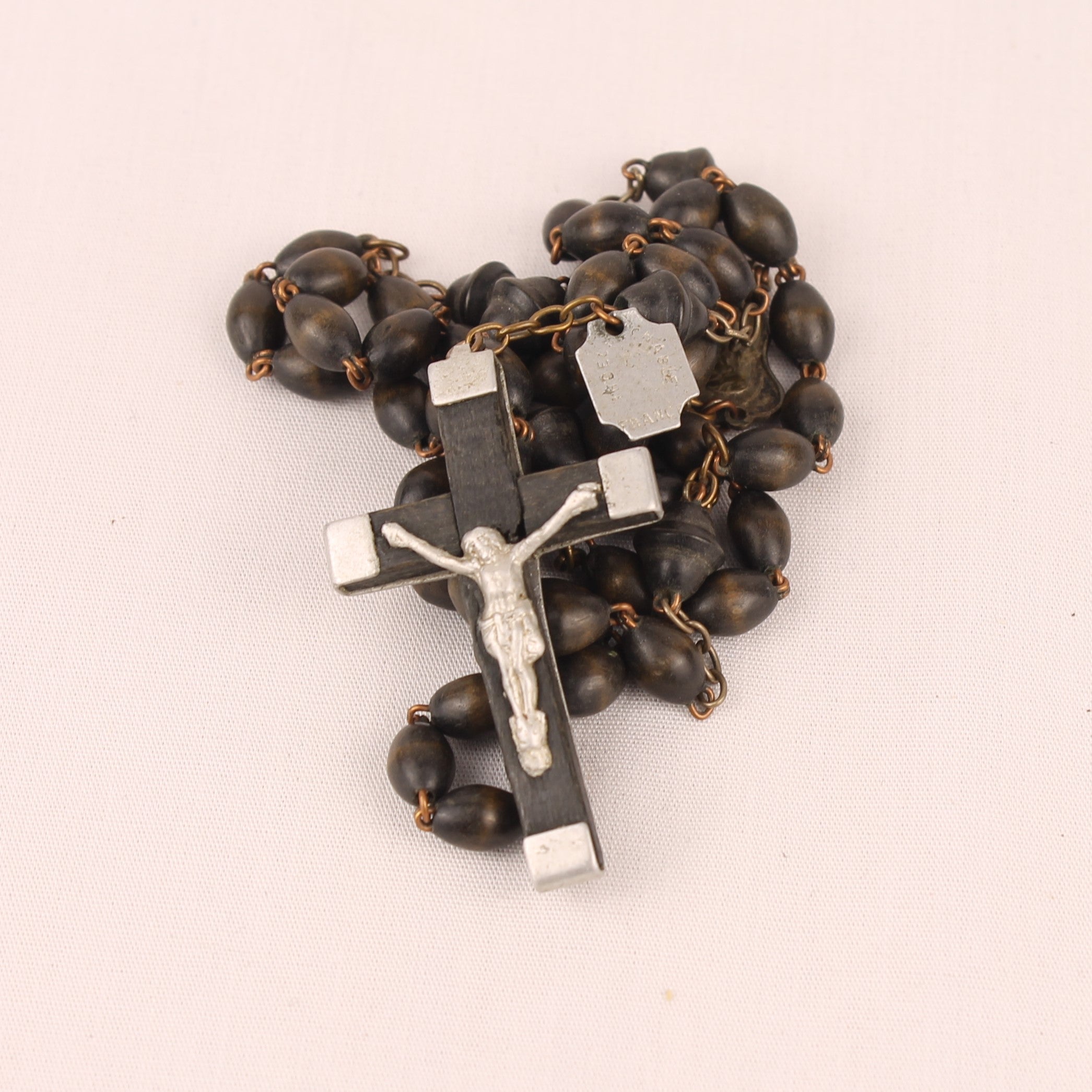 Franse Rozenkrans met Houten Kralen en Crucifix