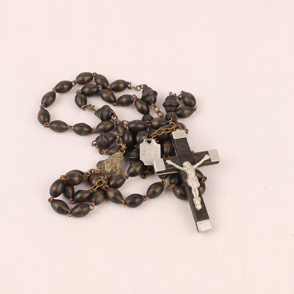 Franse Rozenkrans met Houten Kralen en Crucifix