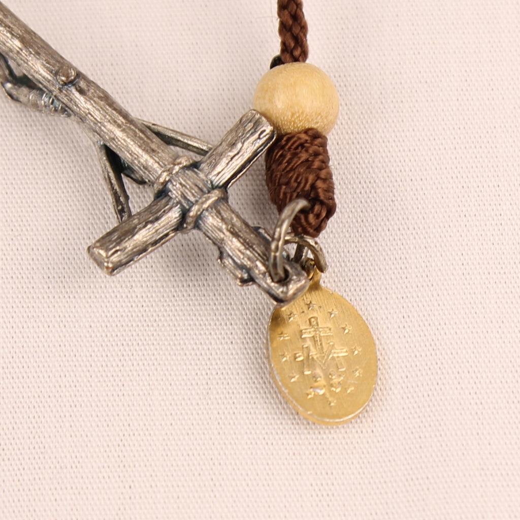 Houten rozenkrans met miraculeuze medaille en crucifix