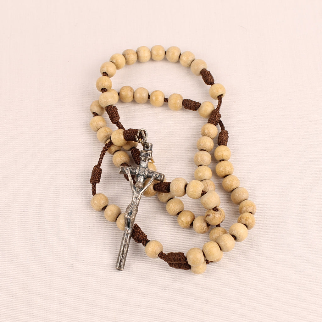 Houten rozenkrans met miraculeuze medaille en crucifix
