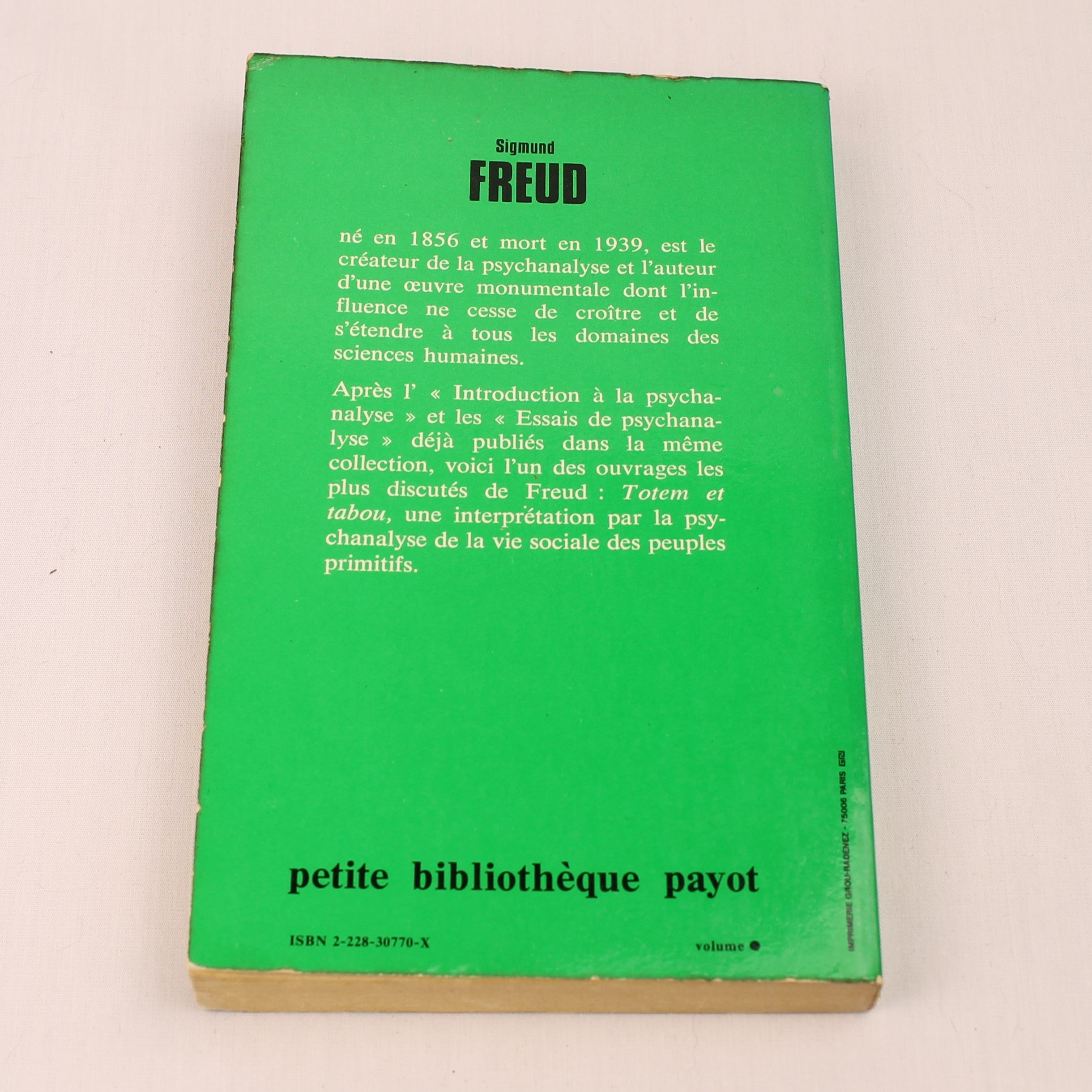Sigmund Freud - Totem et Tabou - Franse Editie - Petite Bibliothèque Payot
