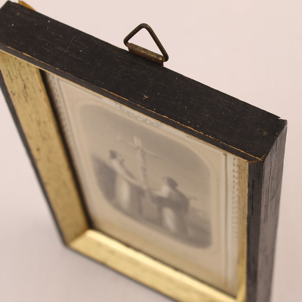 Franse Devotieprent ‘FIAT’ in Lijst – Religieuze Gravure ca. 19e Eeuw
