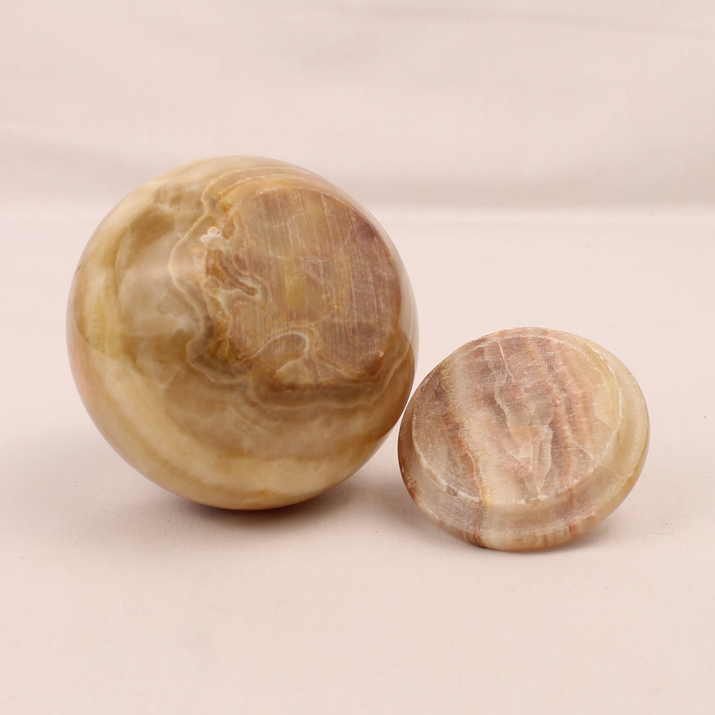 Onyx Marmeren Potje met Deksel – Warm Honingkleurig Natuursteen