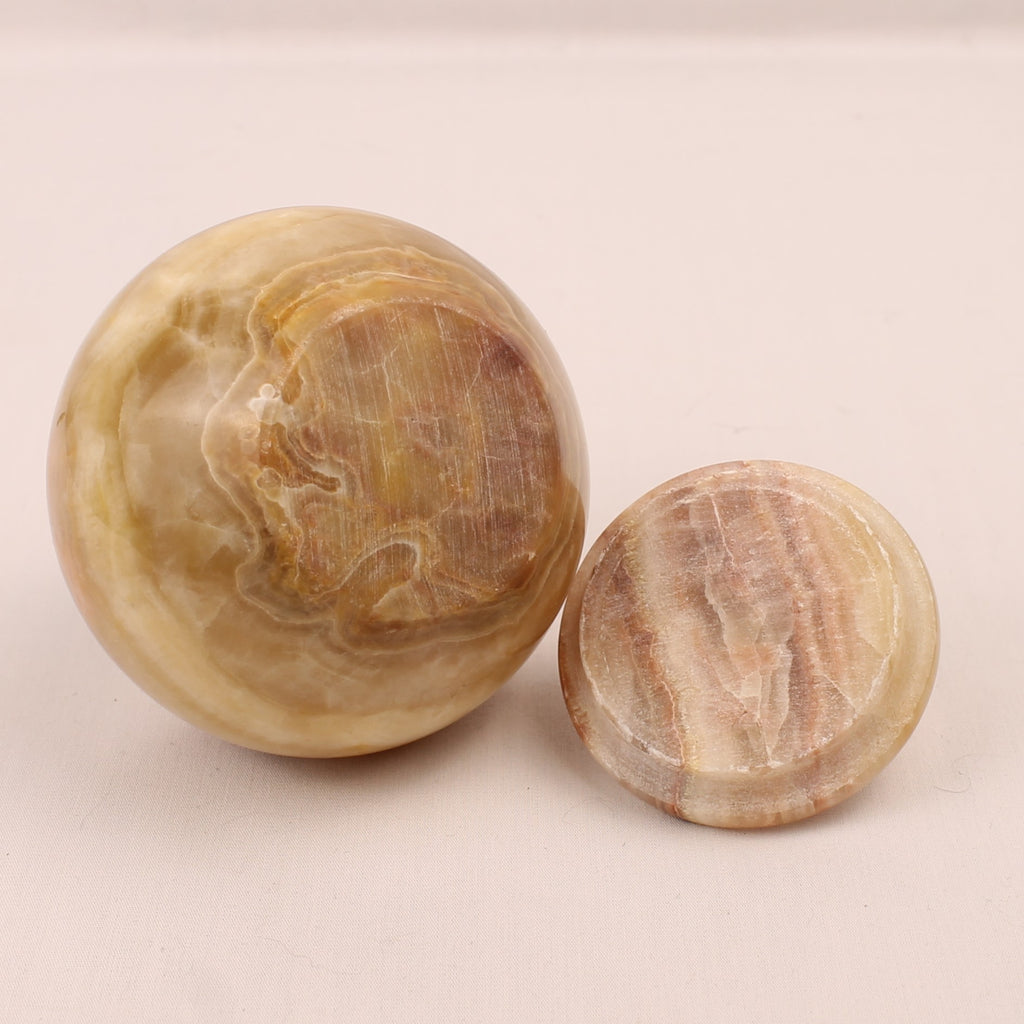 Onyx Marmeren Potje met Deksel – Warm Honingkleurig Natuursteen