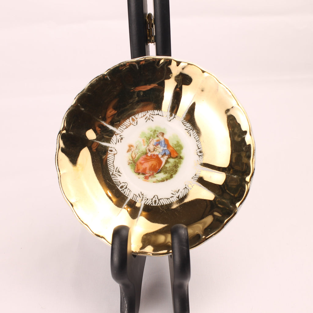 Porseleinen Schaaltje met Goudluster en Romantische Scène Ø12 cm