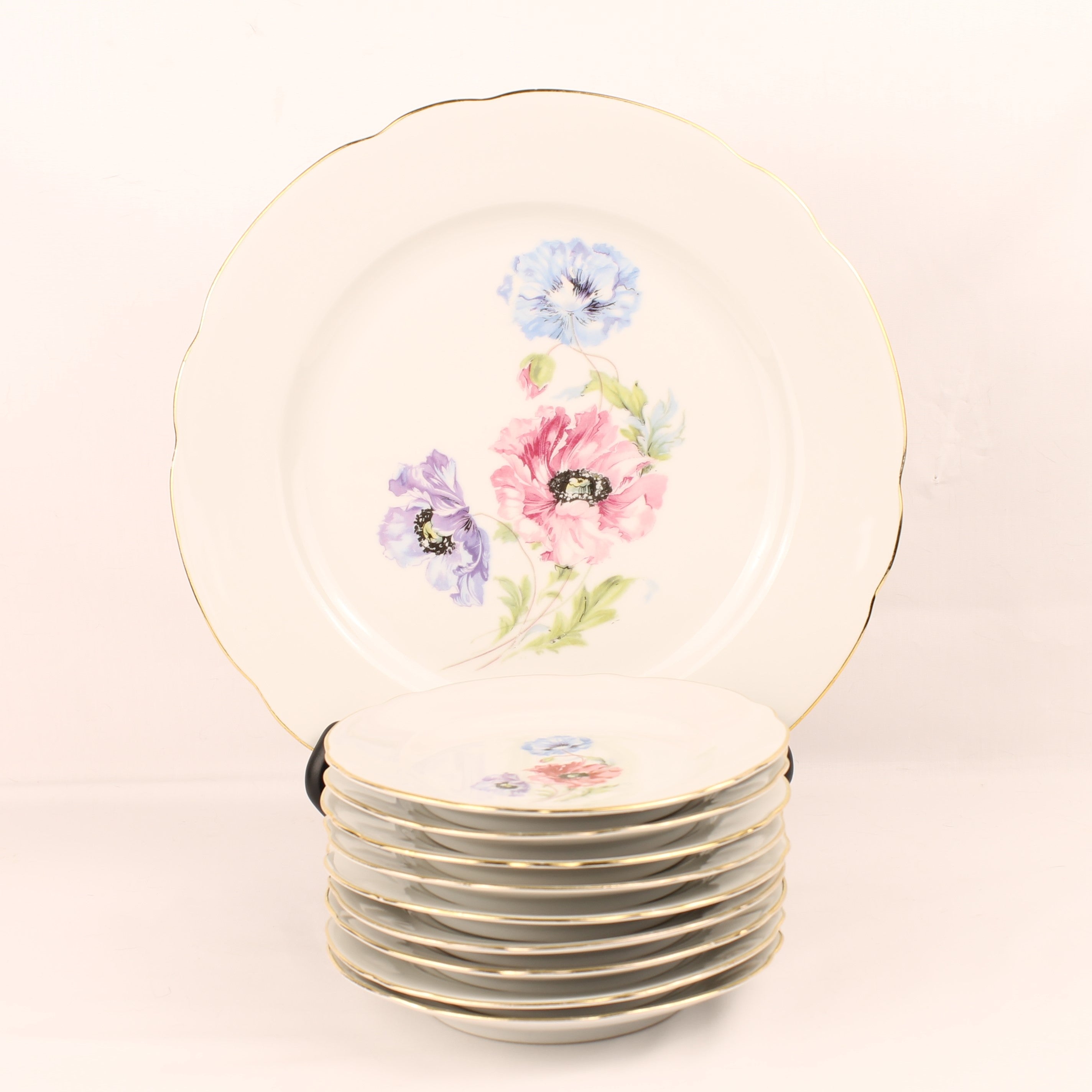 Schumann Arzberg Bavaria Gebaksset - 10-delig - Bloemendecor - ca. 1930–1950