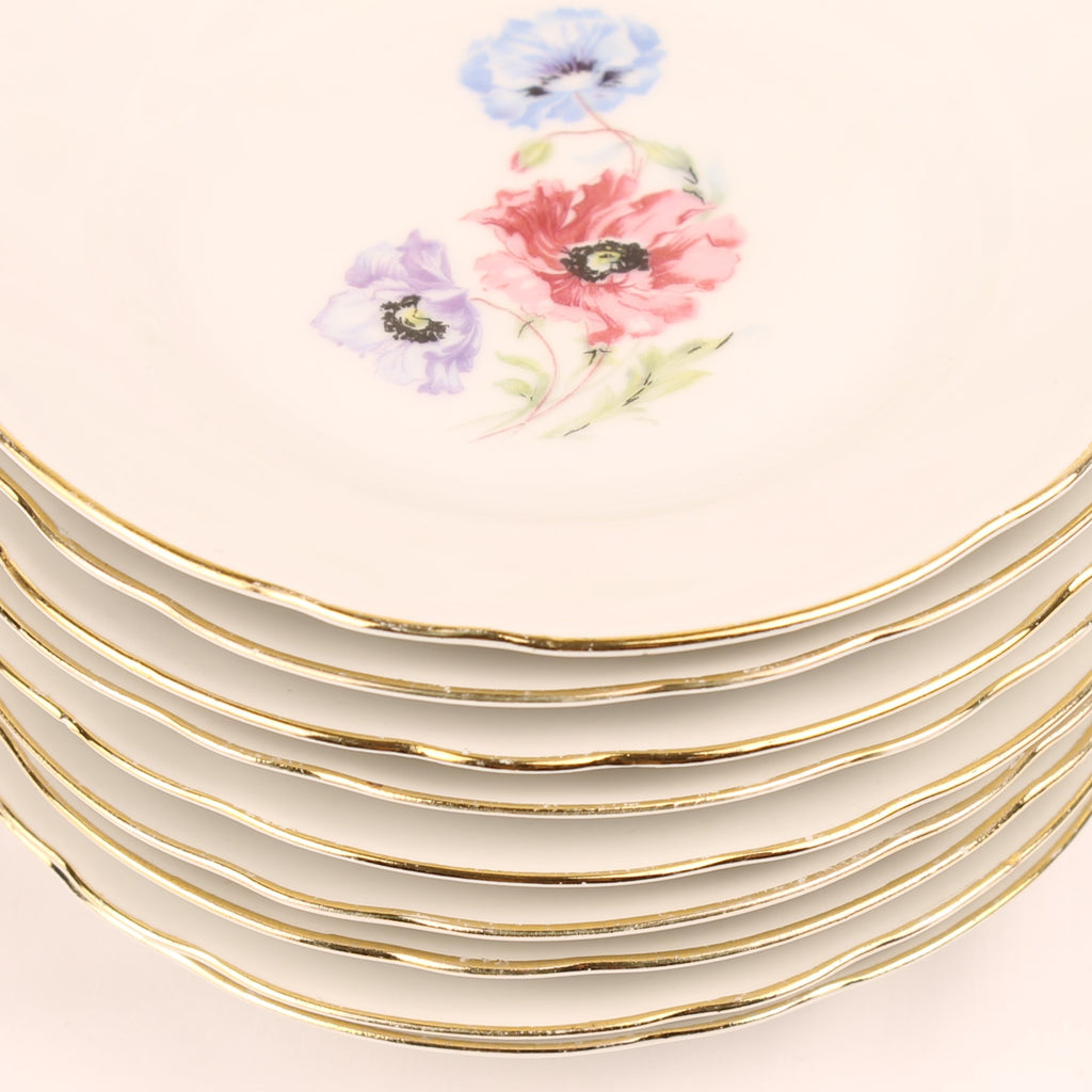 Schumann Arzberg Bavaria Gebaksset - 10-delig - Bloemendecor - ca. 1930–1950