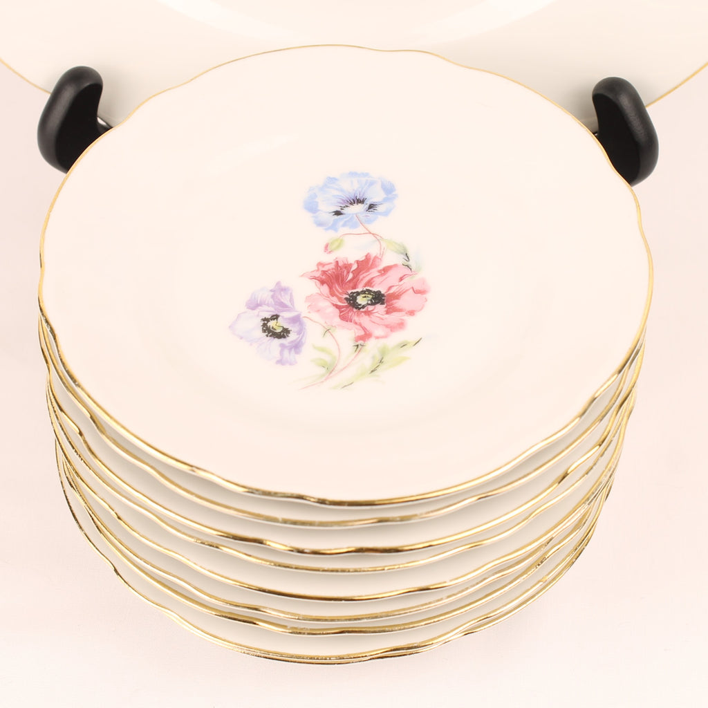 Schumann Arzberg Bavaria Gebaksset - 10-delig - Bloemendecor - ca. 1930–1950