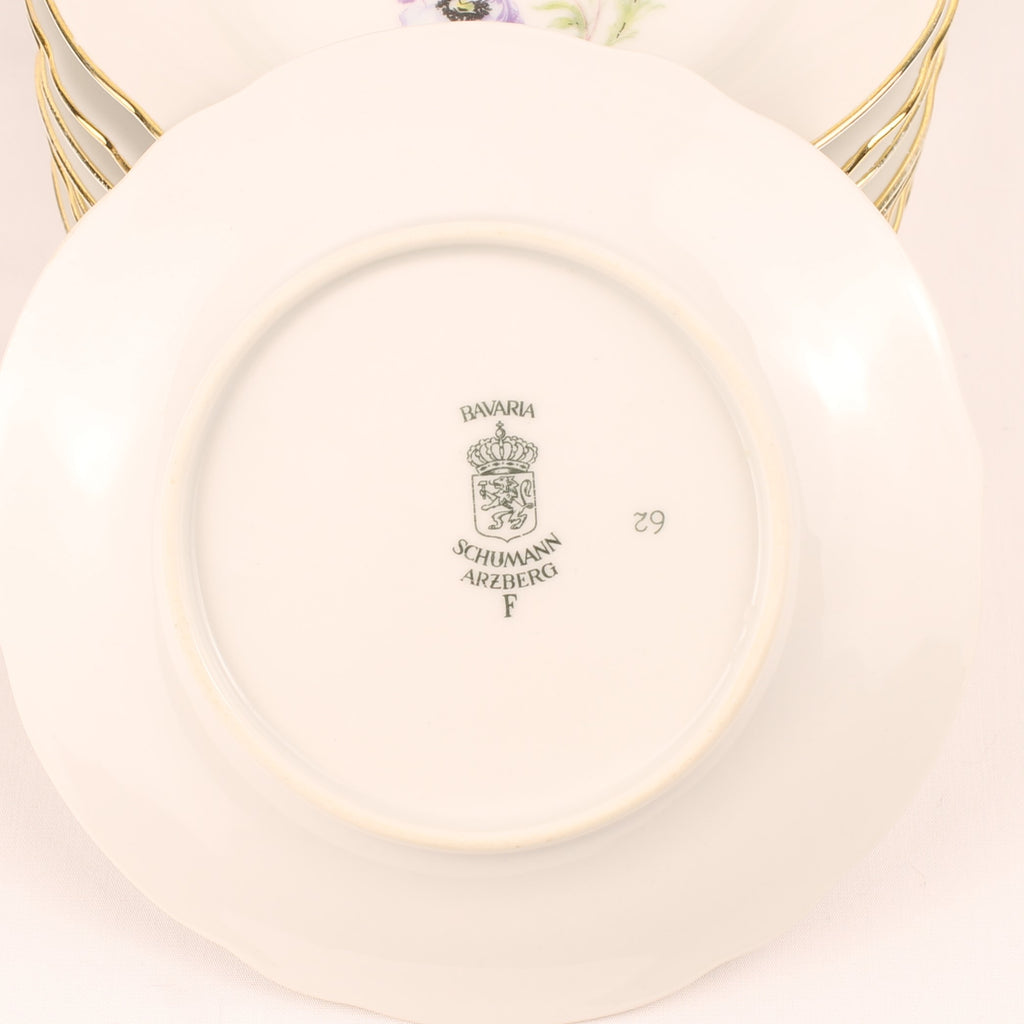 Schumann Arzberg Bavaria Gebaksset - 10-delig - Bloemendecor - ca. 1930–1950