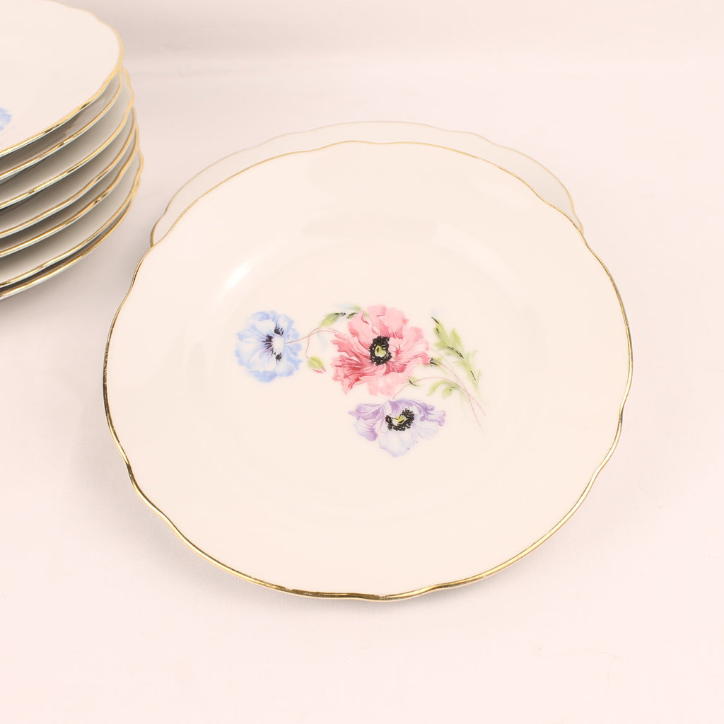 Schumann Arzberg Bavaria Gebaksset - 10-delig - Bloemendecor - ca. 1930–1950