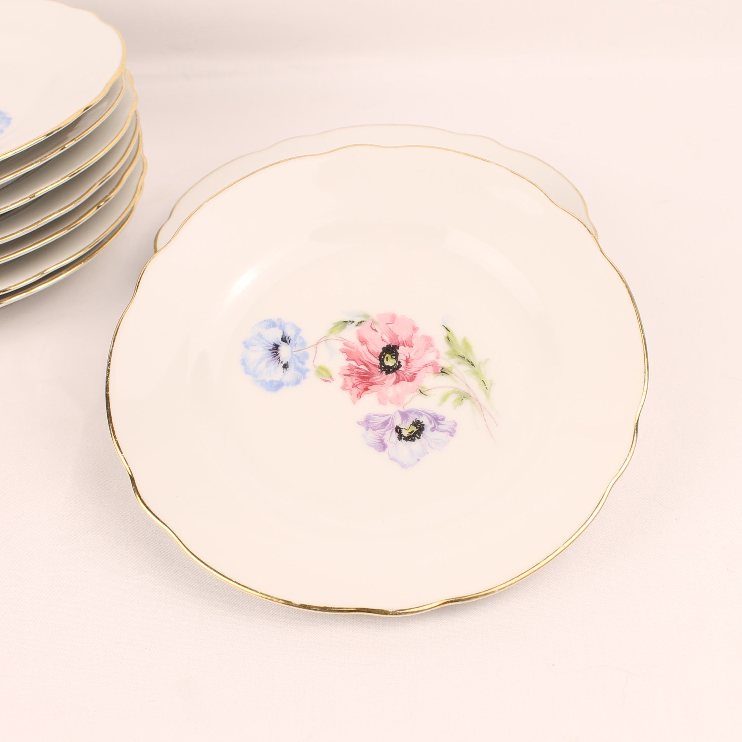 Schumann Arzberg Bavaria Gebaksset - 10-delig - Bloemendecor - ca. 1930–1950