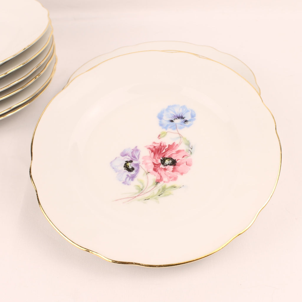 Schumann Arzberg Bavaria Gebaksset - 10-delig - Bloemendecor - ca. 1930–1950