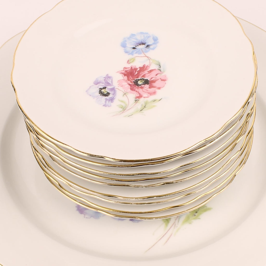 Schumann Arzberg Bavaria Gebaksset - 10-delig - Bloemendecor - ca. 1930–1950