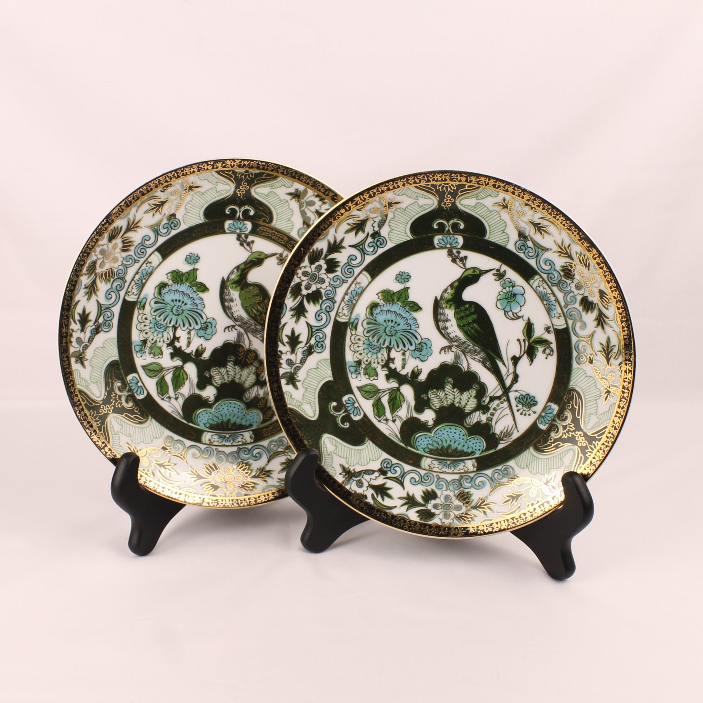 Saji Fine China - Sierborden (2) - Imari Stijl Groen Goud - 21.5 cm
