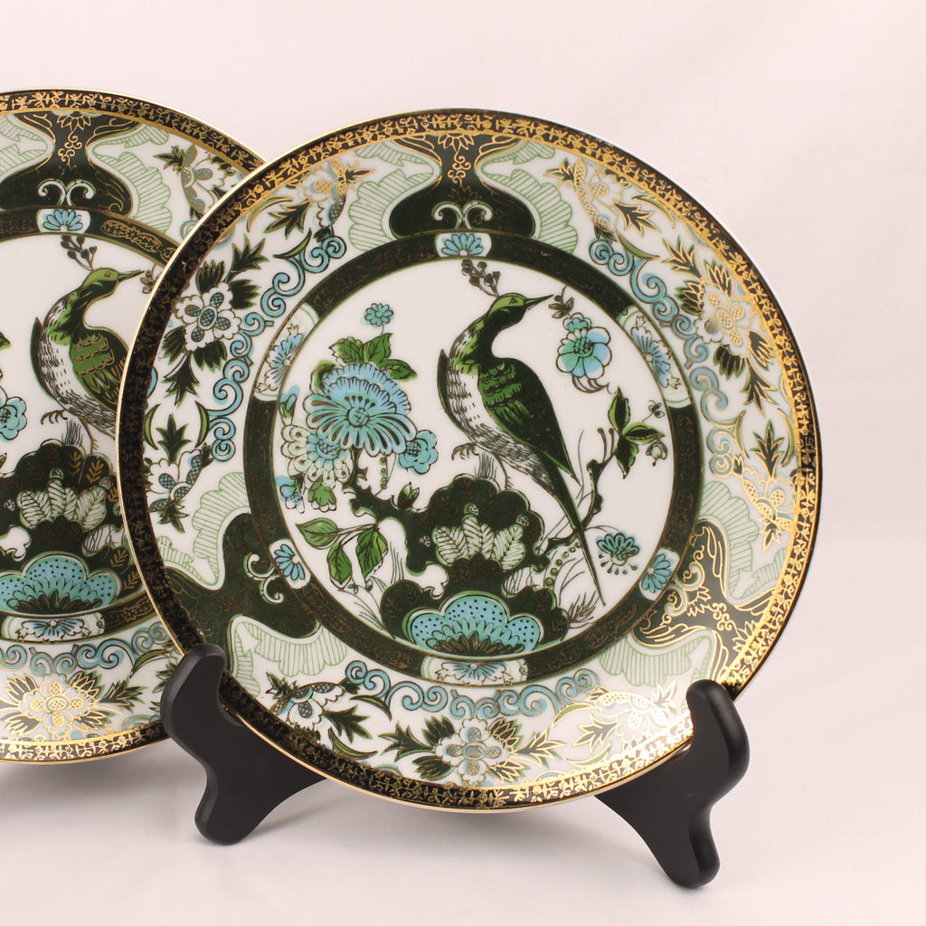 Saji Fine China - Sierborden (2) - Imari Stijl Groen Goud - 21.5 cm