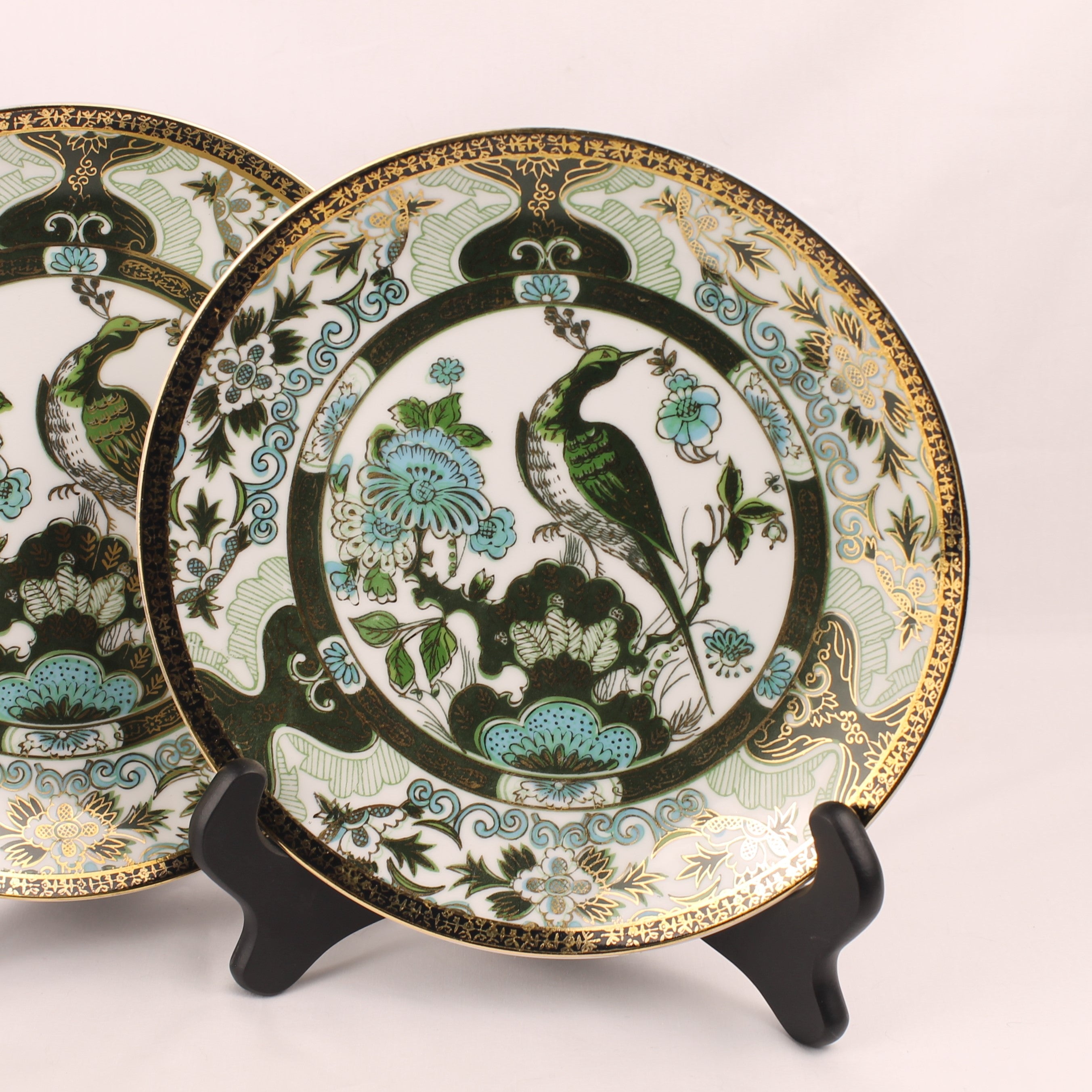 Saji Fine China - Sierborden (2) - Imari Stijl Groen Goud - 21.5 cm