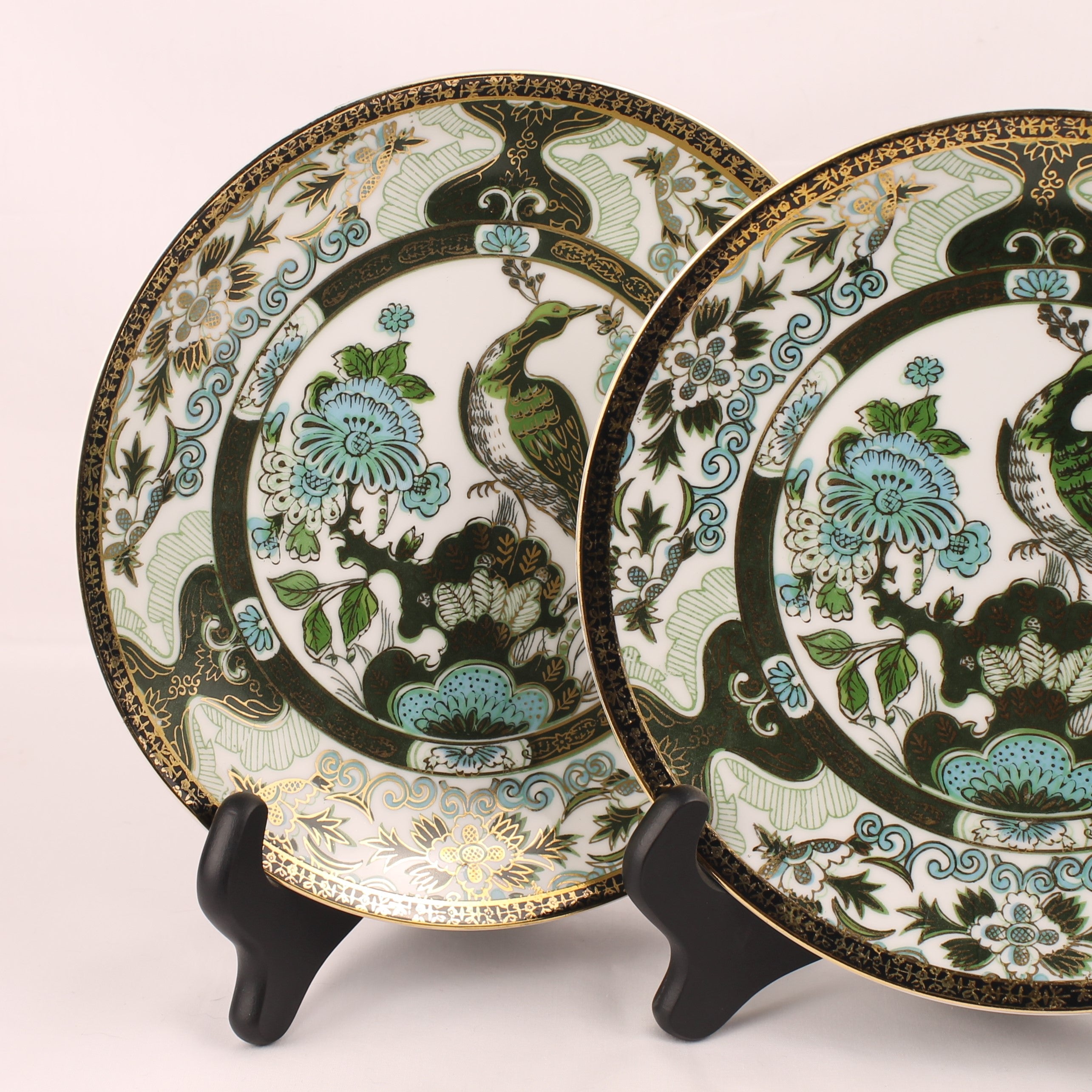 Saji Fine China - Sierborden (2) - Imari Stijl Groen Goud - 21.5 cm