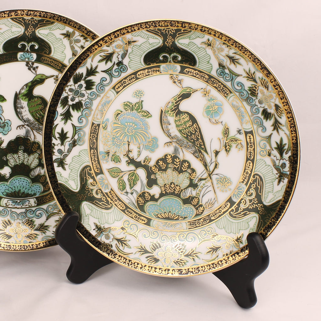 Saji Fine China - Sierborden (2) - Imari Stijl Groen Goud - 21.5 cm