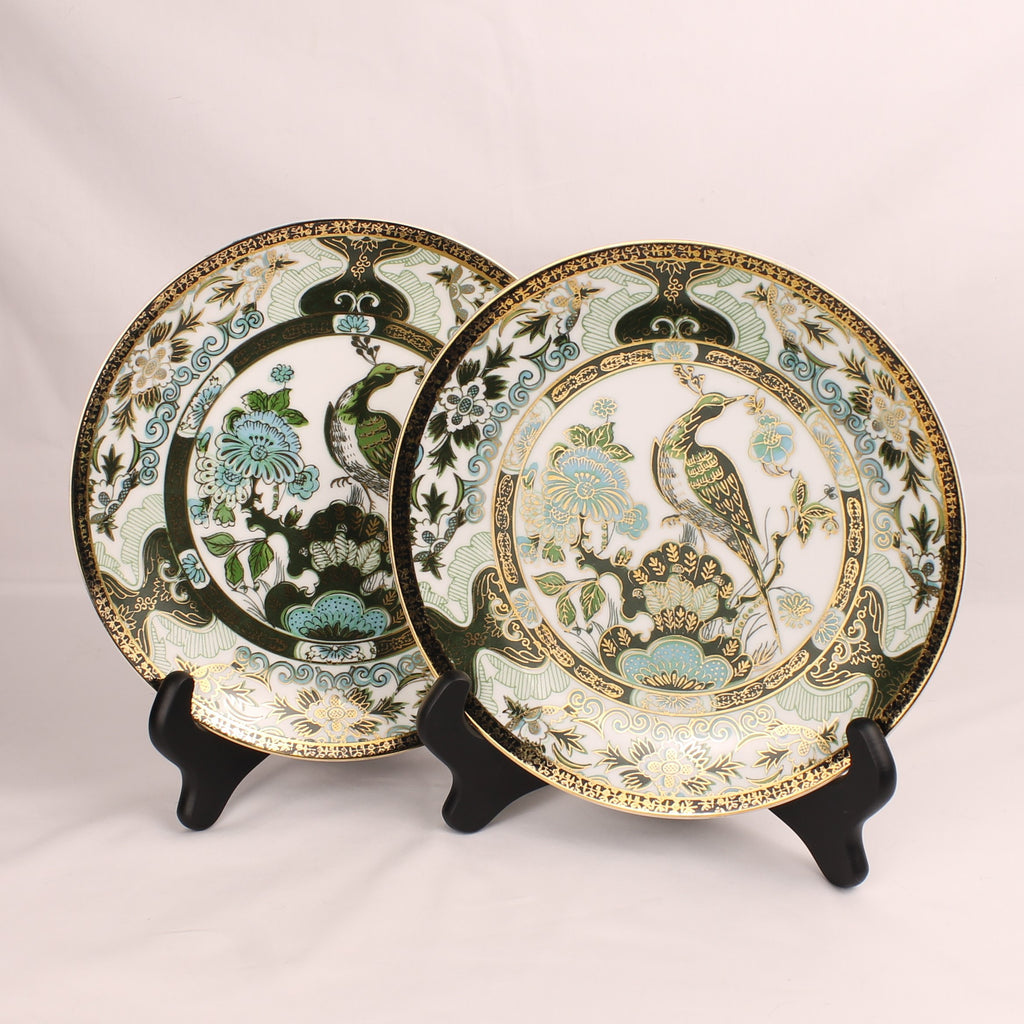 Saji Fine China - Sierborden (2) - Imari Stijl Groen Goud - 21.5 cm