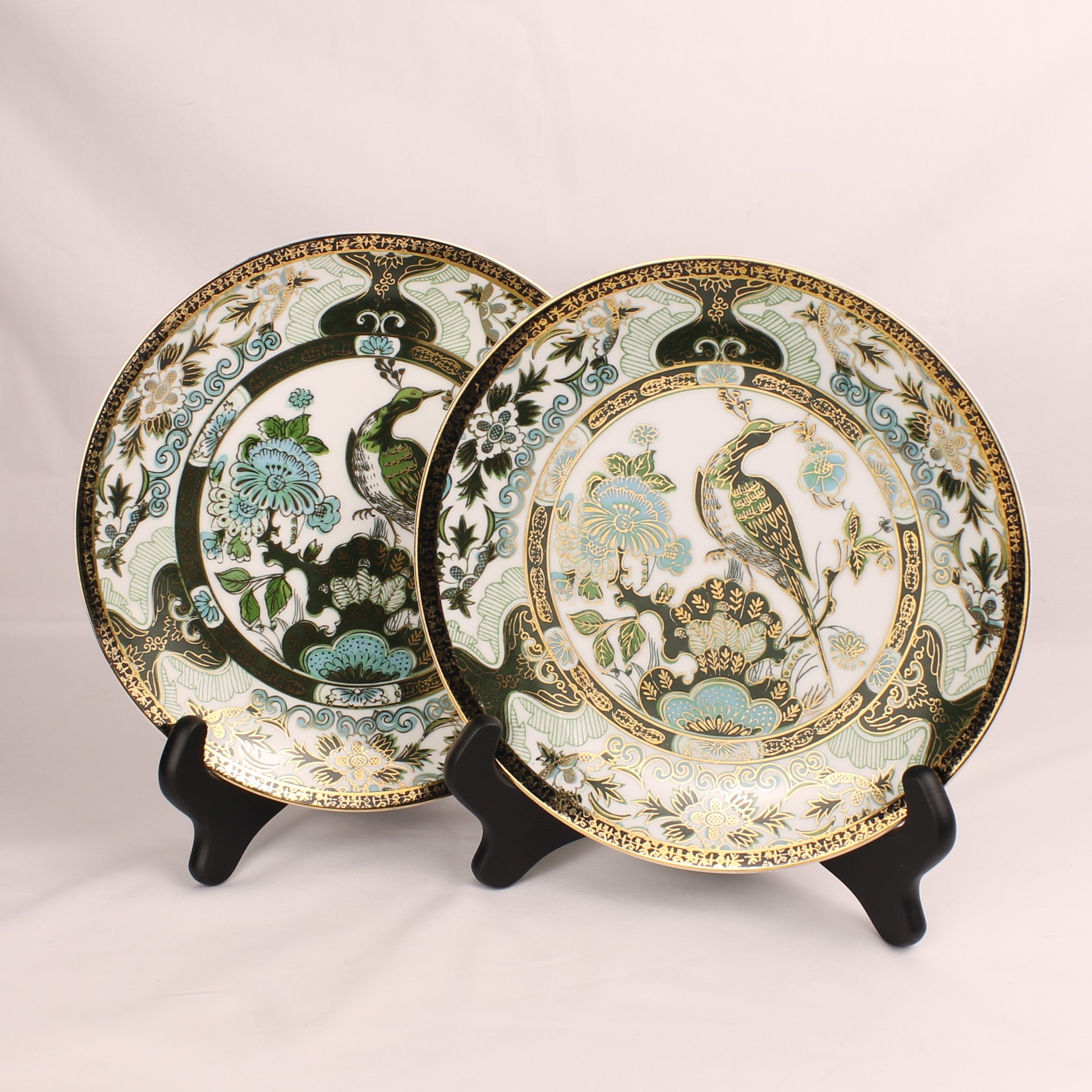 Saji Fine China - Sierborden (2) - Imari Stijl Groen Goud - 21.5 cm
