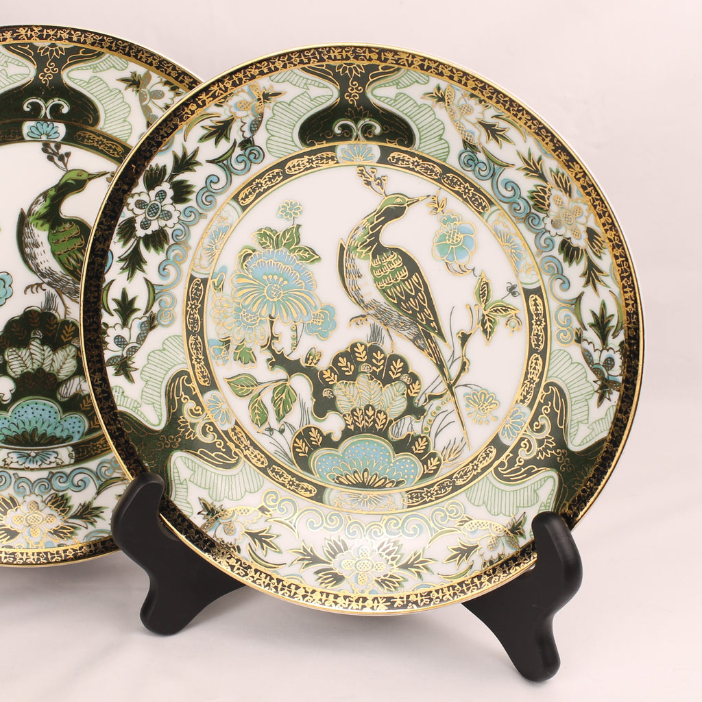 Saji Fine China - Sierborden (2) - Imari Stijl Groen Goud - 21.5 cm