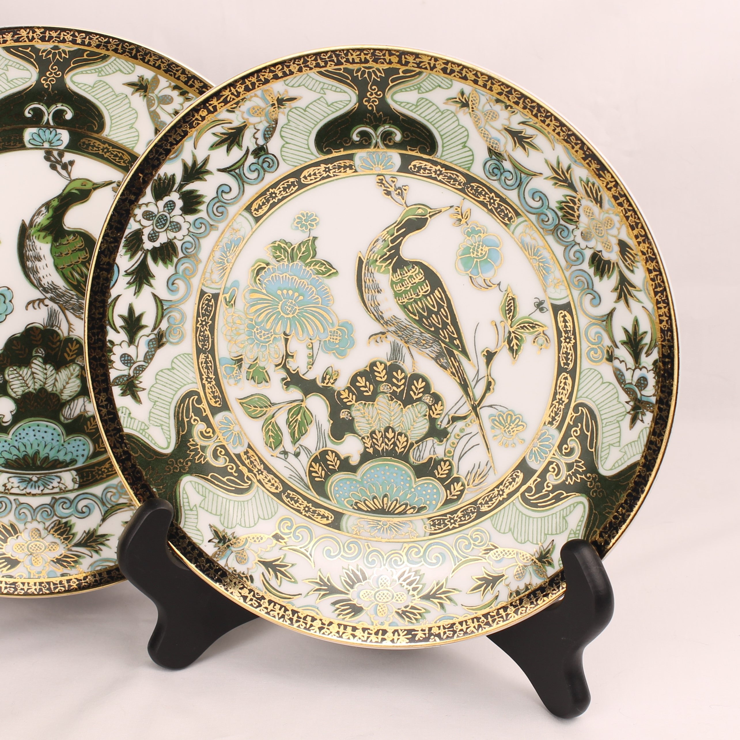 Saji Fine China - Sierborden (2) - Imari Stijl Groen Goud - 21.5 cm
