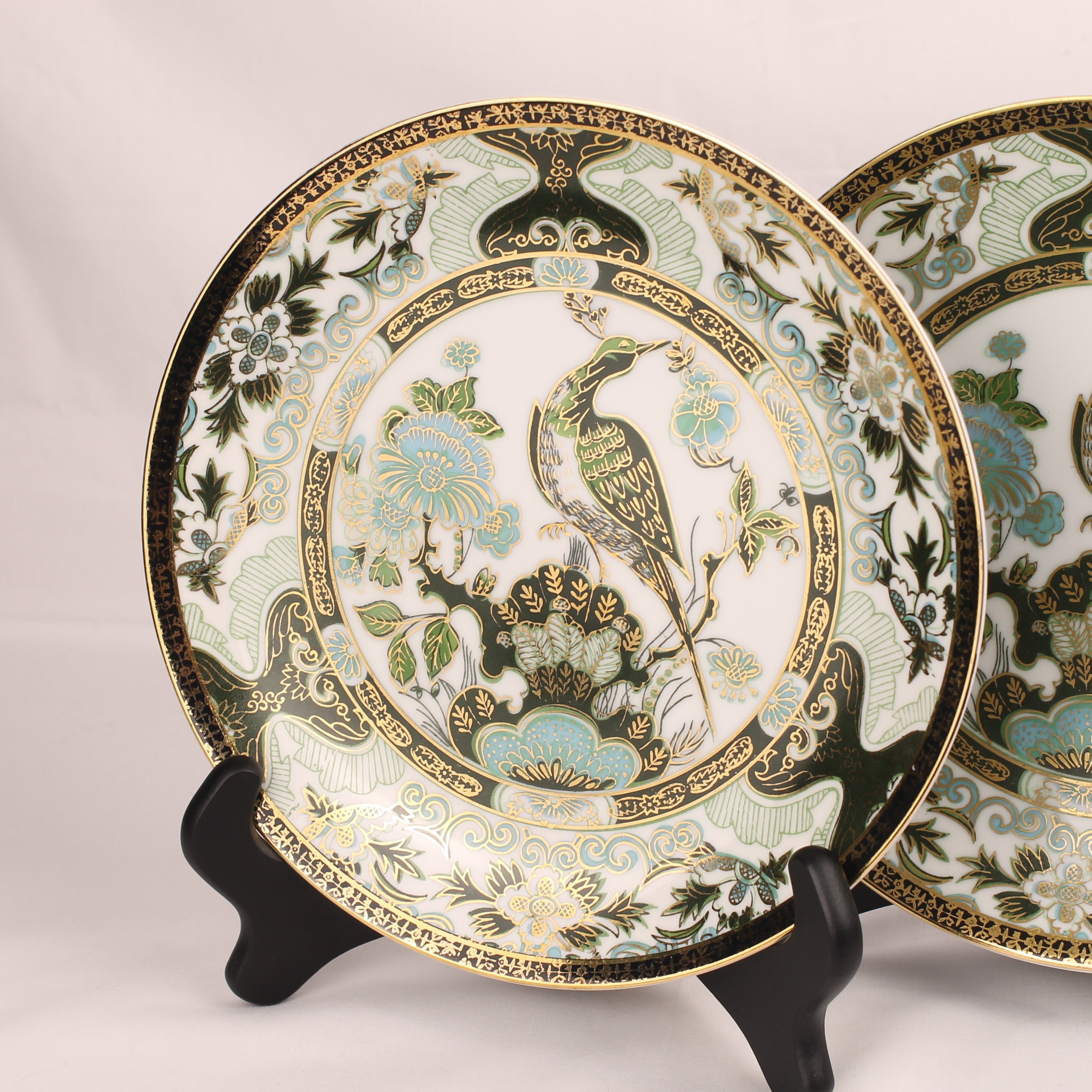 Saji Fine China - Sierborden (2) - Imari Stijl Groen Goud - 21.5 cm