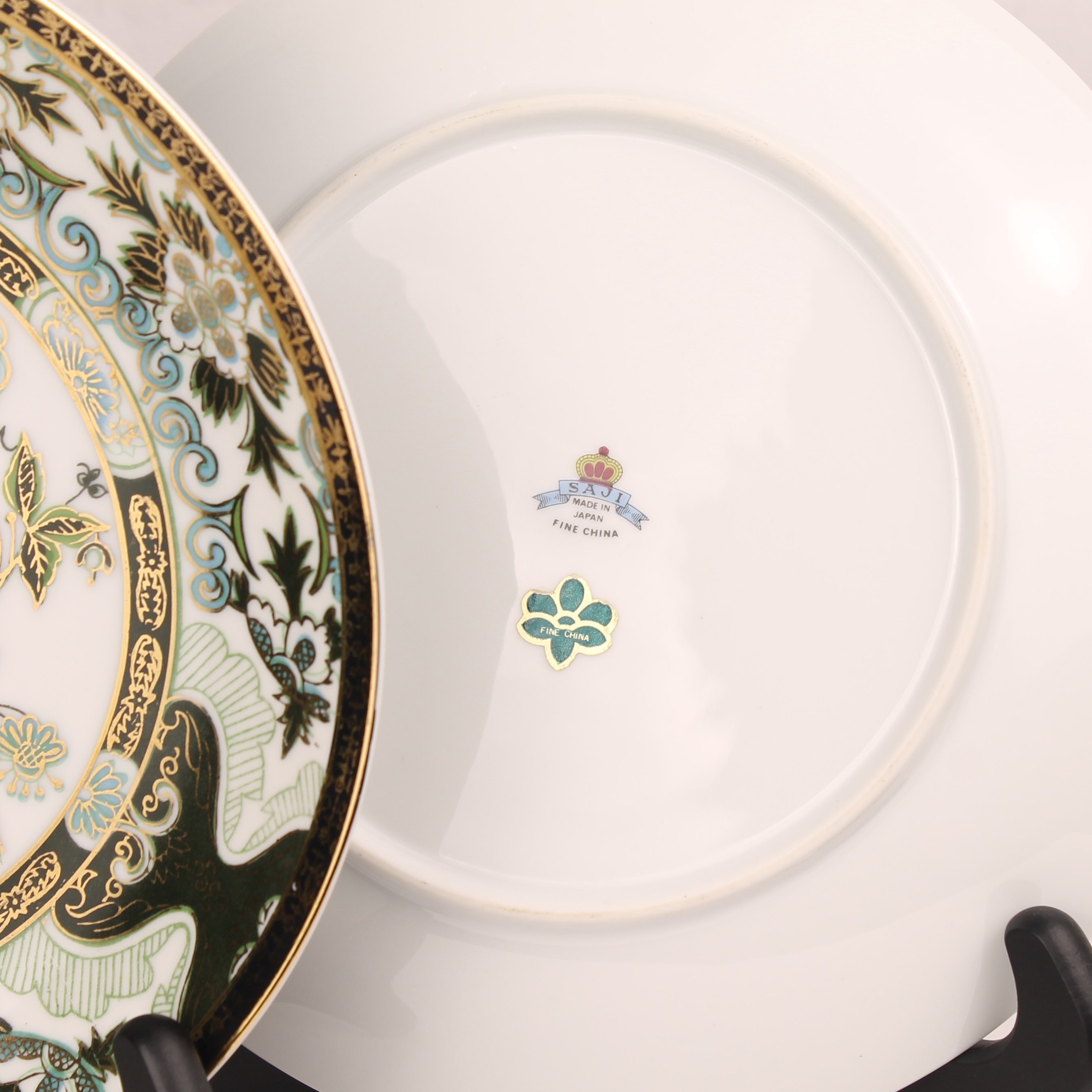 Saji Fine China - Sierborden (2) - Imari Stijl Groen Goud - 21.5 cm