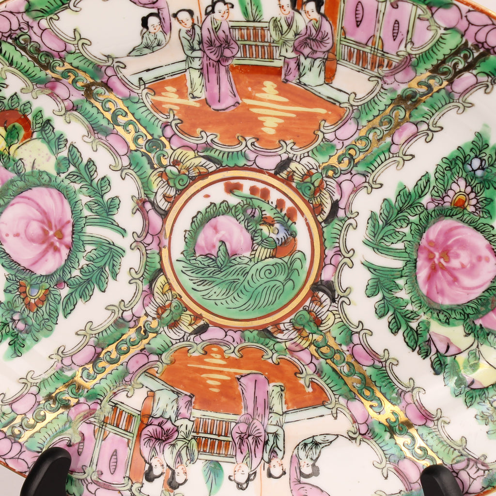 Chinees Ovaal Serveerbord – Rose Medallion – Handbeschilderd – ca. 31 cm