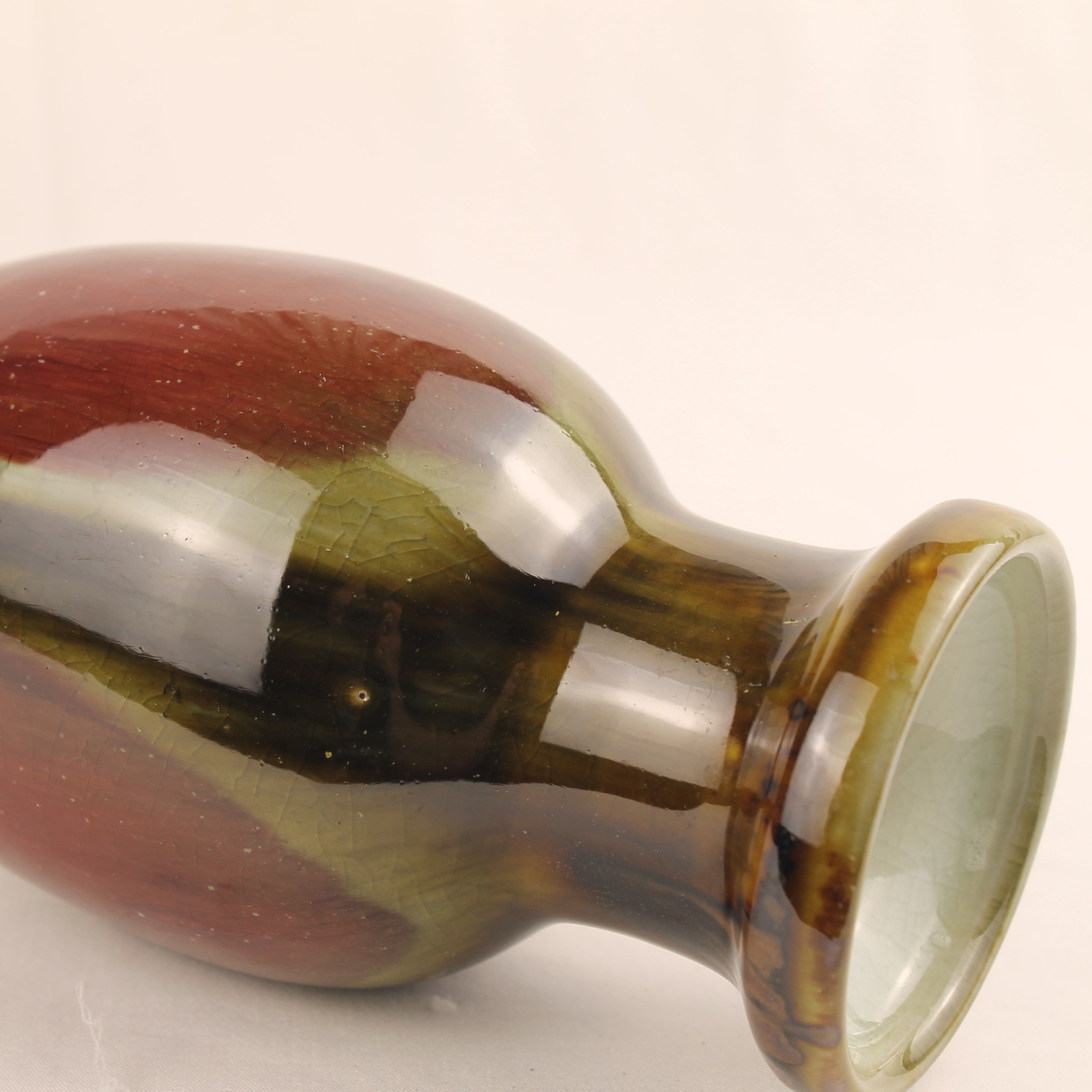Keramische Vaas met Druipglazuur – West Germany Stijl – Art Pottery